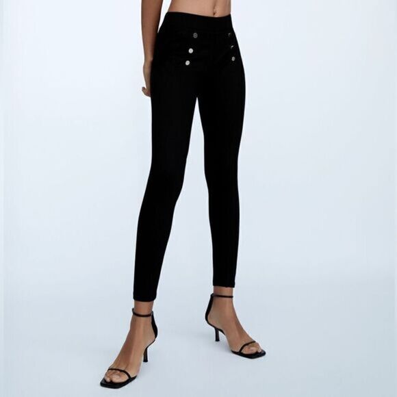 ZARA‎ PANT LEGGINGS WITH GOLD BUTTONS - Picture 1 of 7